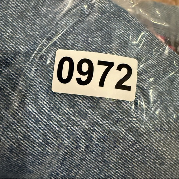 Scripted Distressed Denim Jacket Women’s L Flannel Sleeves Graffiti Embellished - Picture 8 of 8